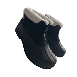 Propet Womens Lumi Ankle Zip Winter Boots Size 8 Black Suede Faux Fur Lining Wat